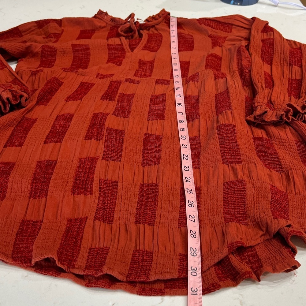 Umgee Chenille Babydoll Tunic Top Dress Rust Split Neck Long Sleeve XL - Picture 11 of 13